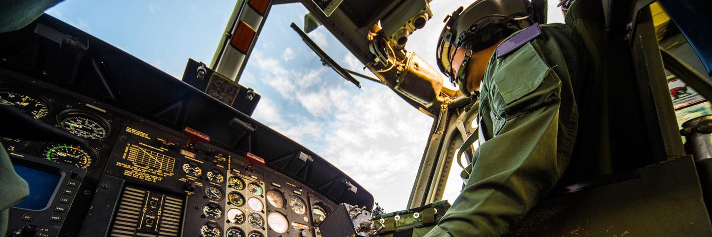 Pilot in a cockpit