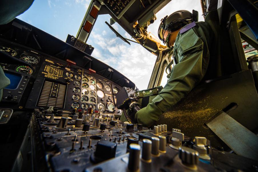 Pilot in a cockpit